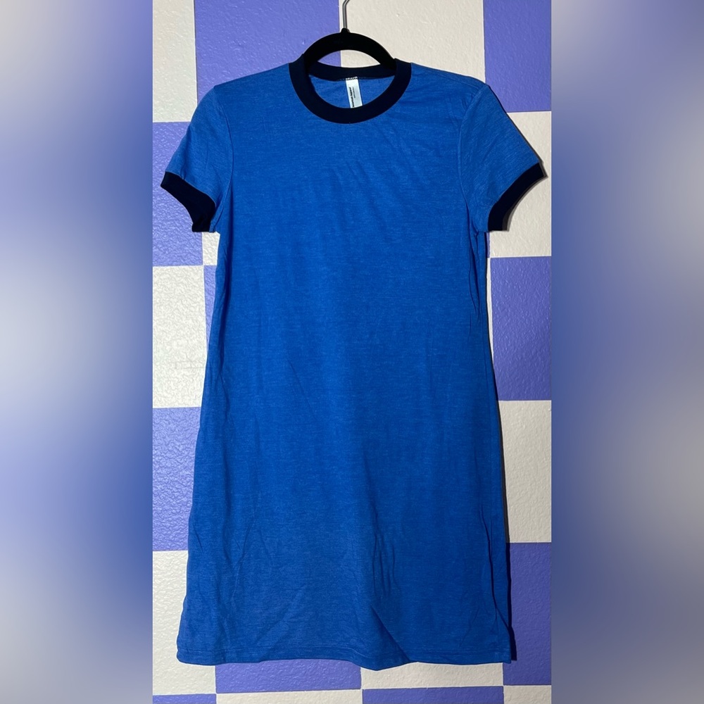 NWOT American Apparel Ringer Tee Mini Dress in Blue Colorblock